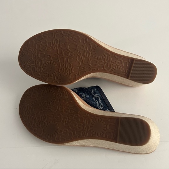 UGG Solera Denim Logo Wedge Sandals | Size 8 - Picture 7 of 8